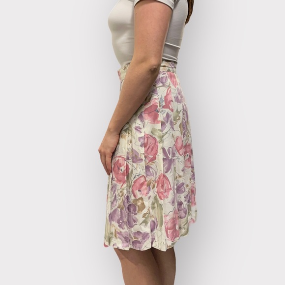 Vintage 1980s Toni Garment For C.C Magic, Pastel, Floral, Pleated Skirt - Picture 5 of 8